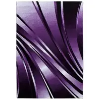 Carpetsale24 Teppich Wohnzimmer Moderne Abstrakt Wellen Design Lila - Schwarz- Weiß 280 x 370 cm - Kurzflor, Schlafzimmer, Esszimmer, Küche