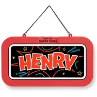 History & Heraldry GmbH LED Leuchtschild Neonschild mit Namen , Leuchtende Wanddekoration mit Batterie, 18,7x10,3x1,6cm - Henry