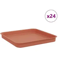 vidaXL Quadratisches Blumentablett 24 pcs Ziegelrot Kunststoff
