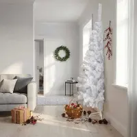 Prolenta Maison Exclusive - Künstlicher Halb-Weihnachtsbaum mit Ständer Weiß 210 cm PVC
