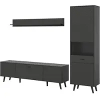 Inn.Furn Wohnwand "Madea" in grau matt Wohnkombination 3-teilig 258 x 195 cm