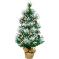 StarTech.com Künstlicher Mini Weihnachtsbaum - Tisch-Weihnachtsbaum - 60 cm - Zementfuß - Mit Tannenzapfen - Grün