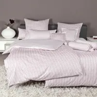 Janine Streifen-Bettwäsche modern classic kreiderose Bezug für Nackenrolle einzeln 15x40 cm schmale Streifen - pink;weiß