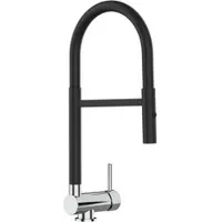 VIZIO Wasserhahn Vorfenster Küchenarmatur Umklappbar 6 CM mit 360° Schwenkbarem Auslauf Abnehmbare 2 Strahl Handbrause Schwarz Matt und Verchromt