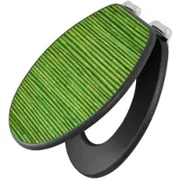 Banjado Anthrazit Toilettendeckel Mit Absenkautomatik WC-Sitz Soft Close Hygienischer Klodeckel MDF Mit Motiv Bambus Grün