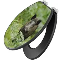 Banjado Anthrazit Toilettendeckel Mit Absenkautomatik WC-Sitz Soft Close Hygienischer Klodeckel MDF Mit Motiv Wildschwein