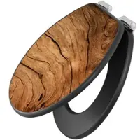 Banjado Anthrazit Toilettendeckel Mit Absenkautomatik WC-Sitz Soft Close Hygienischer Klodeckel MDF Mit Motiv Trockenes Holz