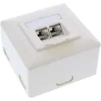 InLine Cat.6A Anschlussdose, AP/UP 2x RJ45 Buchse, RAL9010, weiß, senkrecht, 263 g, 85 mm, 85 mm, 65 mm, 207 g, 400 cm³