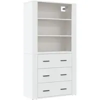 Helloshop26 - Buffet Sideboard Kommode Kleiderschrank Aufbewahrungsmöbel Organizer Küche Wohnzimmer Lounge hoch Holzwerkstoff weiß 02_0032782