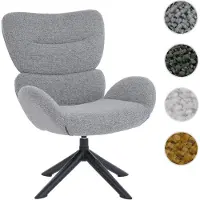 Mendler Loungestuhl HWC-Q53, Sessel Loungesessel Esszimmerstuhl, drehbar Metall Chenille (420g/m²) dunkelgrau