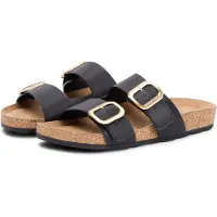 Tommy Hilfiger Pantoletten Leather Double Strap Cork Sandals FW0FW09118 Schwarz 38