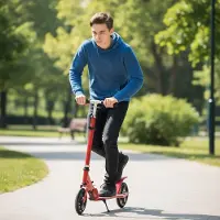 Belfoyer Big Wheel Scooter bis 100kg,Klapproller für Jugendliche und Erwachsene,Cityroller mit Große Räder, Rutschfestes Tretroller Rot