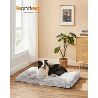 Feandrea Hundebett, Hundekissen, flauschige Hundematte, langer Plüsch, 105 x 68 cm, weiche Polsterung, waschbar, multifunktional