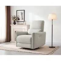 Chita Elektrischer Relaxsessel mit 270° Drehung & Gleitbewegung, Fernsehsessel 90°-135° elektrisch verstellbar, Lordosenstütze, USB, Polyester, bis 159 kg belastbar (Grau)
