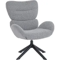 Mendler Loungestuhl MCW-Q53, Sessel Loungesessel Esszimmerstuhl, drehbar Metall Chenille (420g/m²) dunkelgrau