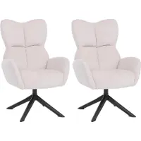 Mendler 2er-Set Esszimmerstuhl MCW-Q54, Relaxstuhl Loungestuhl Polsterstuhl, drehbar Metall Cord (320g/m²) creme