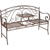 Garden Pleasure Gartenbank Schmiedeseisen ausklapp Tisch Bank Metall Metallbank Parkbank Garten farbe braun