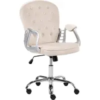 Beliani Bürostuhl Taupe Samt mit Bremsbaren Rollen Gasdruckfeder Höhenverstellbar Drehbar Wippfunktion Knopfheftung Chesterfield Prinzessin Drehstuhl