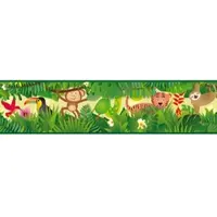 A.S. Création Bordüre "Jungle Friends" Motiv abstrakt naturalistisch glatt Papier Wand Schräge Tür Borte Wohnzimmer Schlafzimmer Küche Design