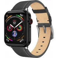 Swissten Leather Band for Apple Watch 42/44/45/49 mm Black (Silver Buckle and Silver Lug)