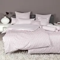 Janine Streifen-Bettwäsche modern classic kreiderose Bettbezug einzeln 200x220 cm - pink;weiß