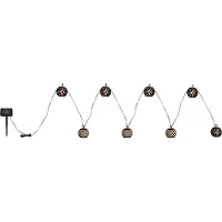 Globo Lighting LED Solarleuchte "SOLAR-LICHTERKETTE KUNSTSTOFF SCHWARZ, 98XLED" LED-Modul 1 Stk. Extra-Warmweiß Flammenoptik für besonders stimmungsvolles Licht
