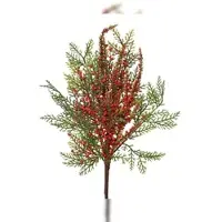 Christmas Decoration Künstlicher Beerenzweig 50cm mit roten Beeren Grün / Rot
