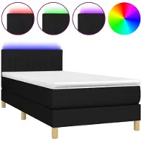 vidaXL Boxspringbett mit Matratze & LED Schwarz 80x200 cm Stoff