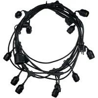 CENTURY Schwarze Outdoor-Girlande WIRE FIESTA 220-240V 15xE27 IP44 9,27m