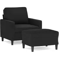 vidaXL Sessel mit Hocker Schwarz 60 cm Samt