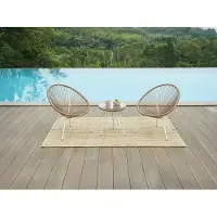 Vente-unique Gartentisch - Polyrattan - Helles Naturgeflecht - ALIOS III von MYLIA