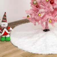 TolleTour Weihnachtsbaumdecke Tannenbaum Decke kunstfell Weiß Rund Rock Teppich Filz für Schnee Christbaum Weihnachtsbaum Deko,90cm