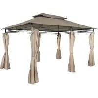 4IQ Gartenpavillon 3x4 m Beige mit Seitenwänden – Wetterfeste Gartenlaube, Metallpavillon für Terrasse & Garten, 12 m²