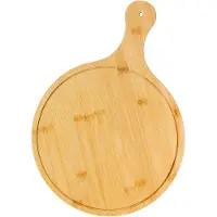 Intirilife Pizzabrett Schneidebrett mit Griff und Loch zum Aufhängen - 31.5 / 28.5 cm Durchmesser - Pizza Schaufel Rund Servier Tablett für Flammkuchen Käse Brot