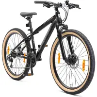 Bikestar Mountainbike 26 Zoll | 15 Zoll Rahmen, 21 Gang Shimano Schaltung, Scheibenbremse | Schwarz