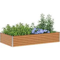 vidaXL Hochbeet Hellbraun 195 x 100 x 36 cm Verzinkter Stahl