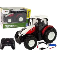 Lean Toys Landwirtschaftlicher Traktor 1:24 ferngesteuert (R/C) Pilot Farm Weiß und Rot