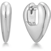 Ania Haie - HUGGIE HOOP EARRINGS - PUFFY SHIELD - silver