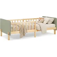 Homestyle4u Kinderbett 90x200 mit Rausfallschutz Holzbett Grün mit Lattenrost Kiefer Massivholz