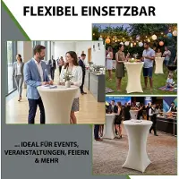 Baumarktplus Stehtischhusse Stretch 70 cm beige Tischdecke Husse Bistrotisch Partytisch Weiß, Ø 60 cm, 1er