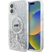 Karl Lagerfeld KLHMP16MLGKISGH iPhone 16 Plus 6.7" hardcase transparent Liquid Glitter Karl Head Ma