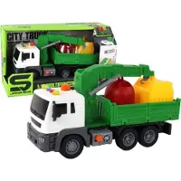 Leantoys Lean Toys Müllwagen Kran Reibungsantrieb Spielzeug LKW Set Sounds Müllcontainer, Größe:UNIVERSAL