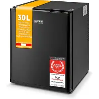 TZS First Austria - Mini Kühlschrank 30L komplett lautlos - wechselbarer Türanschlag & Innenbeleuchtung - Mattschwarz