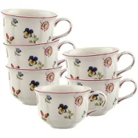 Villeroy & Boch Tasse "Teetassen Petite Fleur 130 ml 6er Set weiß", weiß, B:9cm H:6cm Ø:9cm, Porzellan, Trinkgefäße, Tasse, Spülmaschinengeeignet, Mikrowellengeeignet