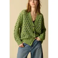 Sissy-Boy Strickjacke Mit Lochmuster - Grün | Größe: M