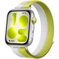 Huawei WATCH FIT 5 silbernes Gehäuse aus einer Aluminiumlegierung + grün/graues Nylon Armband