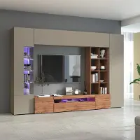 Web Furniture Moderne Wohnwand mit Vitrine und Bücherregal Egypt WT