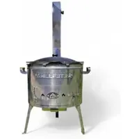 Grillpeter Utschak aus Edelstahl 2mm mit Rauchrohr Timur mit Kazan aus Gusseisen 12L