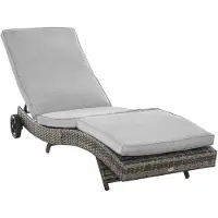 BundiGlassware Polyrattan Sonnenliege Gartenliege mit Kissen 5-stufig verstellbar Rattanliege Gartenmöbel Liege S-Form Metall Grau 207 x 70 x 70 cm