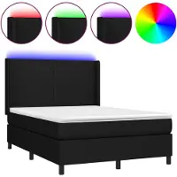 vidaXL Boxspringbett mit Matratze & LED Schwarz 140x200 cm Stoff